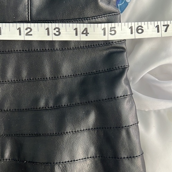 Neiman Marcus,Habitual Black Faux Leather Fit & Flare Banded Waist Dress,Size XS - Picture 10 of 14